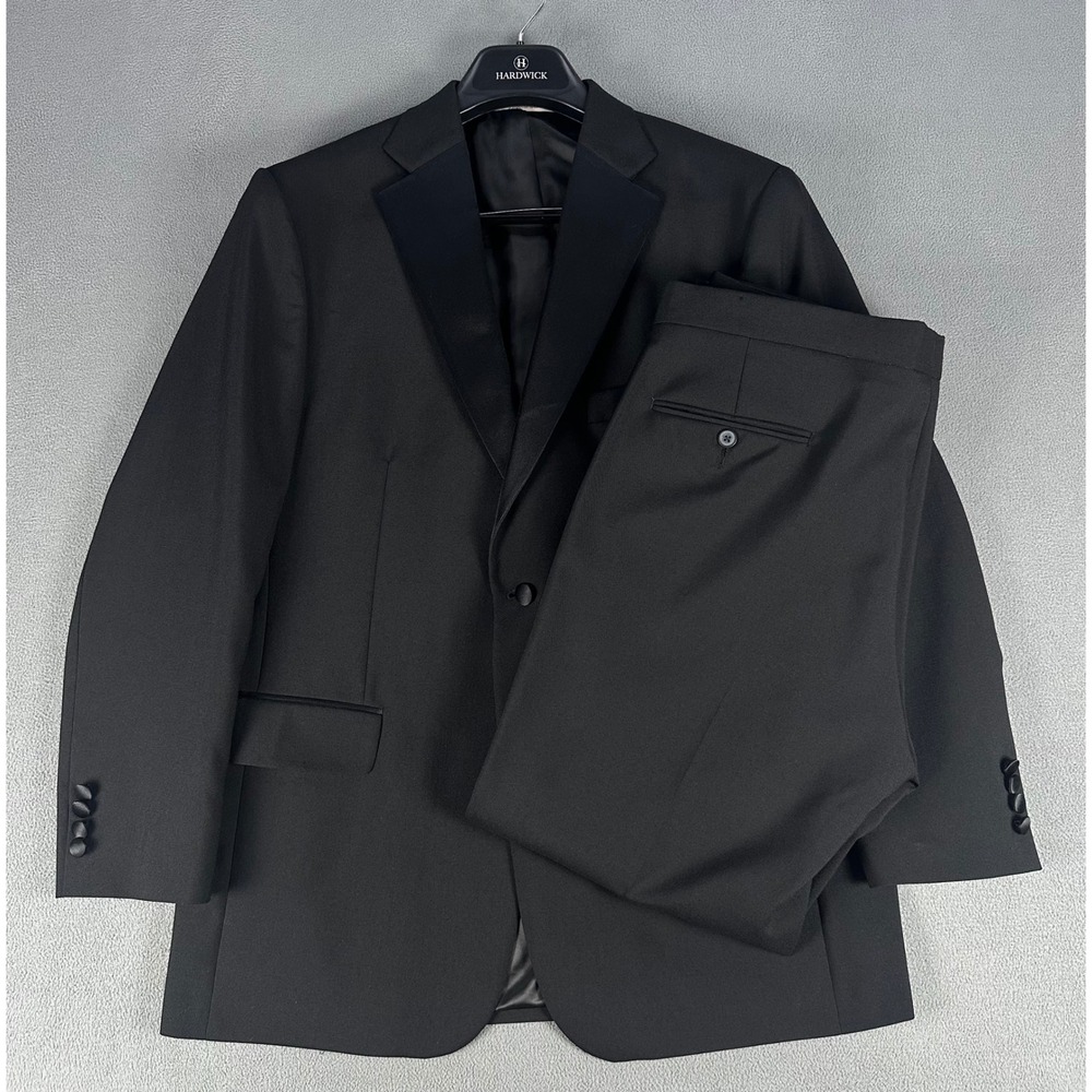 Hardwick Tuxedo Mens 44 Regular Black Worsted Wool 36x30 Pants USA Made